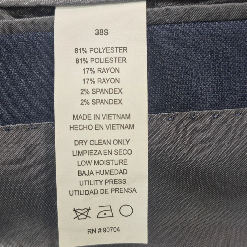 Perry Ellis Portfolio Suit Mens 38S Blue Slim Fit 2-Piece Blazer Pants 32x32